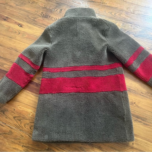 Anthropologie Velvet by Graham & Spencer Evian Striped Teddy Coat Sherpa in L - Picture 6 of 16